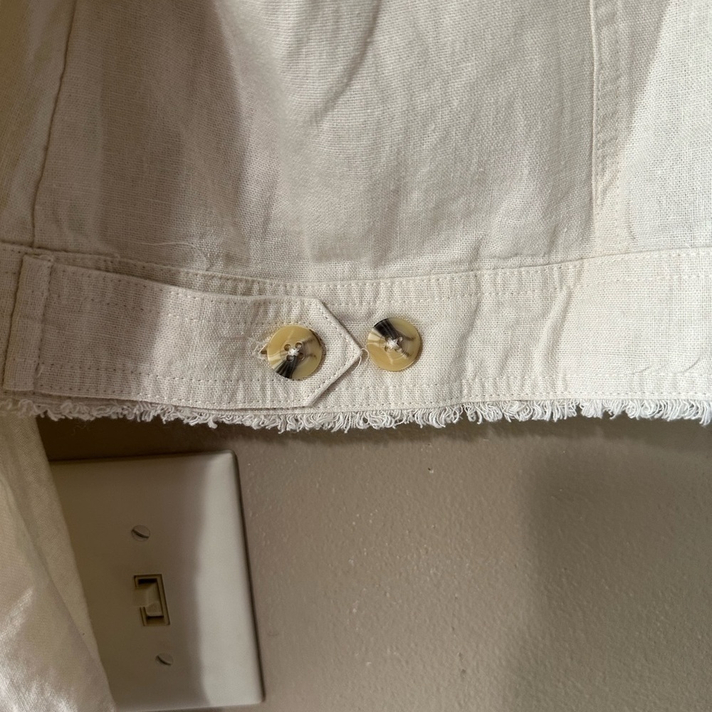 CHARLIE B Cream Jean Button Up Jacket Fringe XL Pockets - Picture 6 of 7